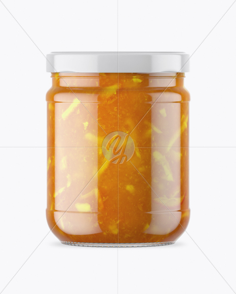 Clear Glass Jar with Orange Jam Mockup Clear Glass Jar with Orange Jam Mockup