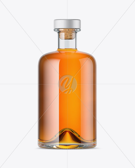 Glass Bottle W/ Whisky Mockup