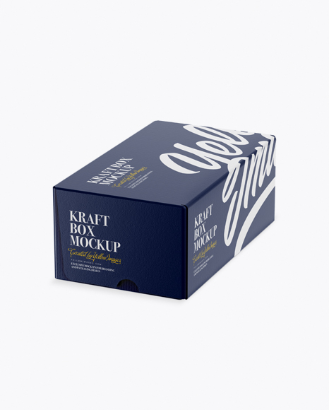 Glossy Kraft Paper Box Mockup - Half Side View (High-Angle Shot)