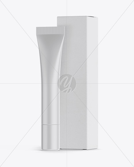 Matte Plastic Cosmetic Tube With A Box Mockup - Halfside View