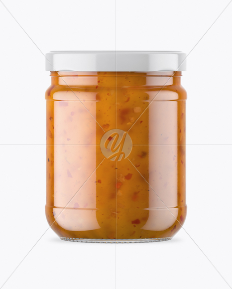 Clear Glass Jar with Sweet & Sour Sauce Mockup