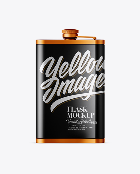 Matte Steel Flask Mockup - Back View - Stainless steel hip flask