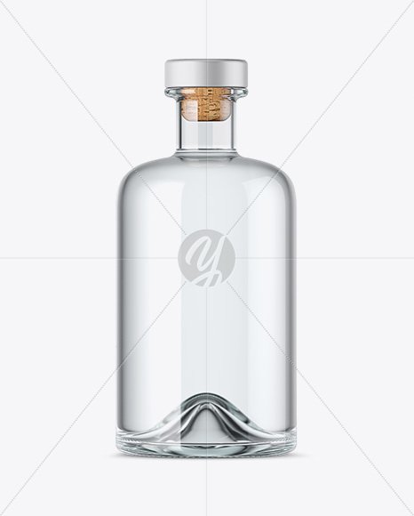 Glass Bottle W/ Vodka Mockup