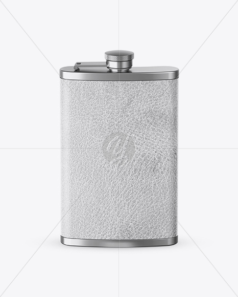 Steel Flask With Leather Wrap Mockup (High-Angle Shot)