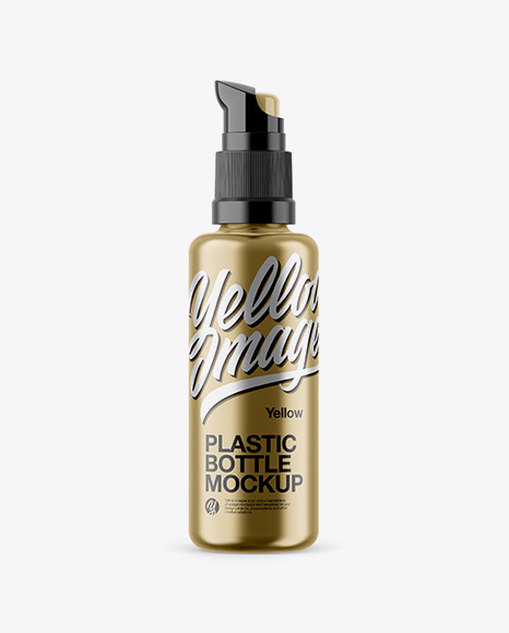 Metallic Plastic Bottle W Pump Mockup - Metallic+Cosmetic+Bottle+W+Pump+Mockup+In+Bottle+Mockups+On