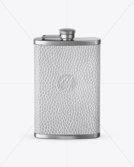 Steel Flask With Leather Wrap Mockup (High-Angle Shot)