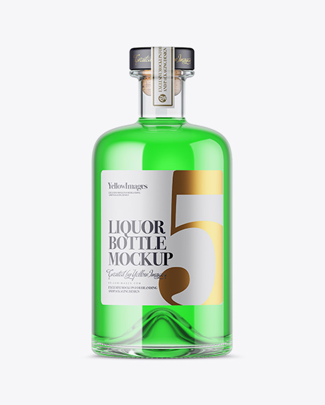 Glass Bottle W/ Liquor Mockup