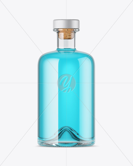 Glass Bottle W/ Liquor Mockup