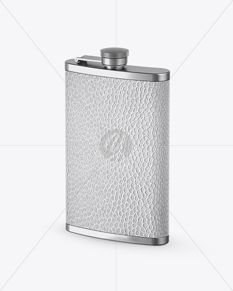 Steel Flask With Leather Wrap Mockup - Half Side View