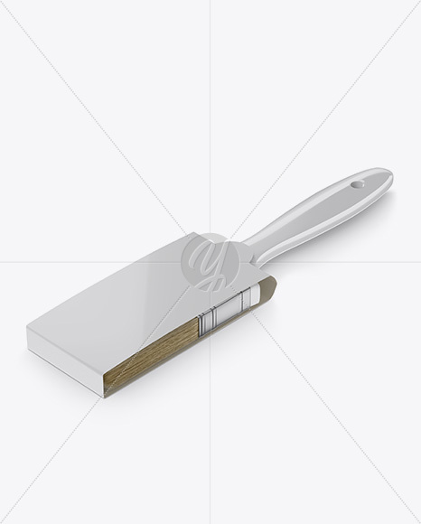 Brush With Glossy Grip &amp; Paper Label Mockup - Half Side View (High-Angle Shot)