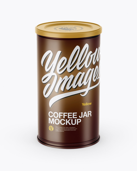 Matte Coffee Tin Can Mockup (High-Angle Shot) - Matte+Tin+Can+with+Transparent+Cap+Mockup+-+Front+View+(High+Angle+Shot)+in+Can+Mockups+on+...