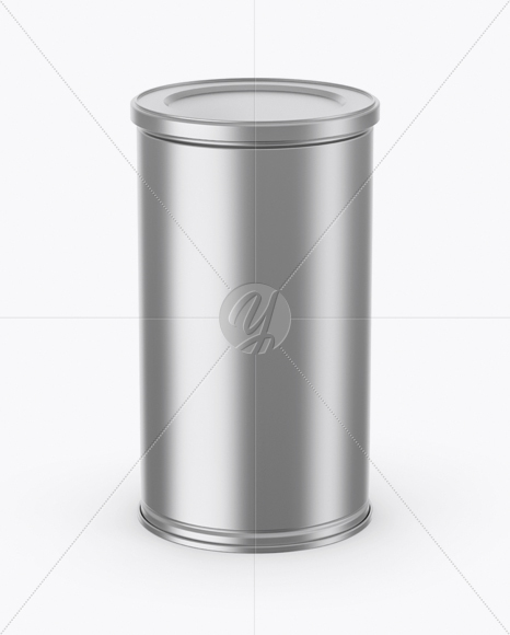 Matte Metallic Coffee Tin Can Mockup (High-Angle Shot)