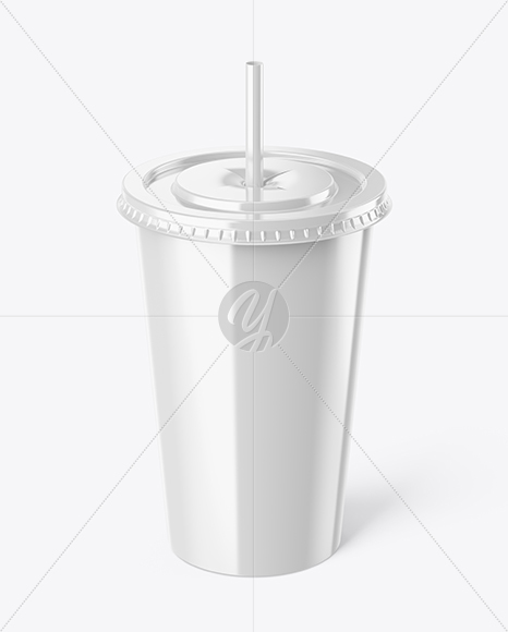 Glossy Plastic Soda Cup Mockup (High Angle Shot)