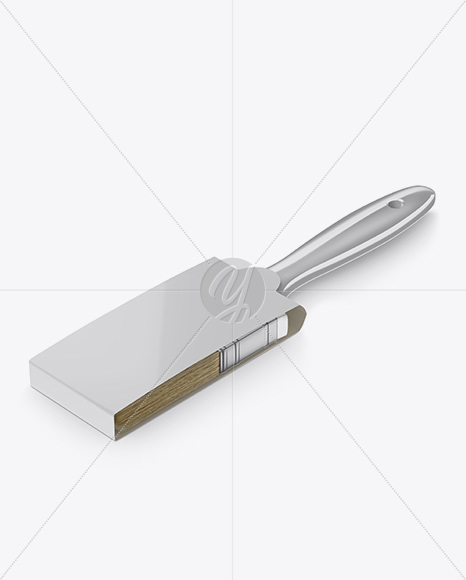 Brush With Metallic Grip &amp; Paper Label Mockup - Half Side View (High-Angle Shot)