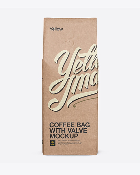 Kraft Coffee Bag With Valve Mockup - Front View - Download+Psd+Mockup+Bag+Bag+With+Valve+Coffee+Coffee+Bag+...