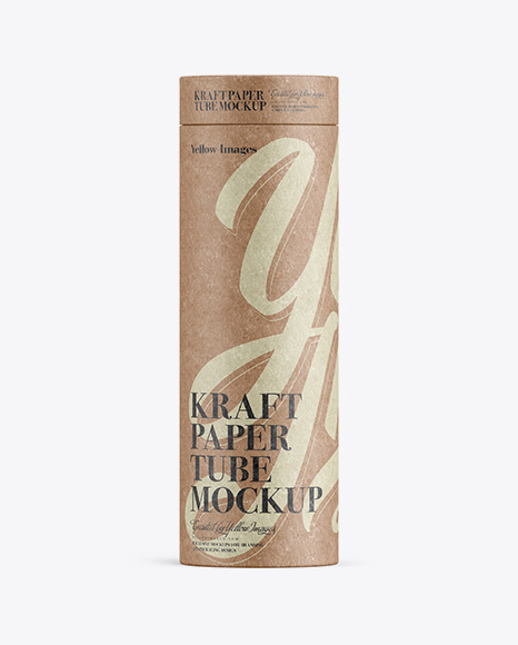 Big Kraft Paper Tube Mockup – Front View - Long+Kraft+Paper+Tube+Mockup+Front+View+PSD+Template