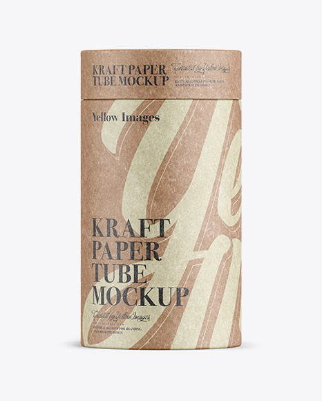 Middle Kraft Paper Tube Mockup – Front View - Long+Kraft+Paper+Tube+Mockup+Front+View+PSD+Template