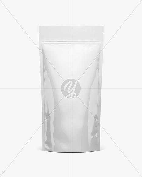 Glossy Stand Up Pouch W/ Zipper Mockup - Front View