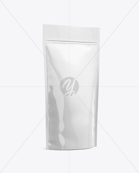 Glossy Stand Up Pouch W/ Zipper Mockup - Half Side View