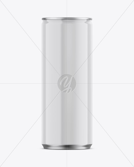 Glossy Aluminium Can Mockup - Front View