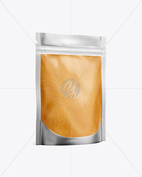 Matte Transparent Stand-Up Pouch W/ Curry Sauce Mockup - Half Side View