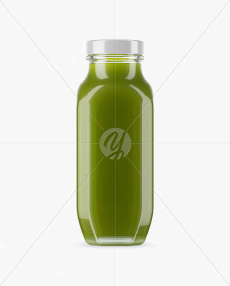 Clear Glass Bottle With Green Smoothie Mockup