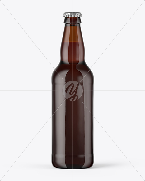 500ml Amber Glass Bottle With Red Ale Mockup