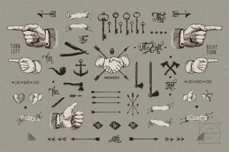 Vector Design Elements Vintage Gravure Style - Century