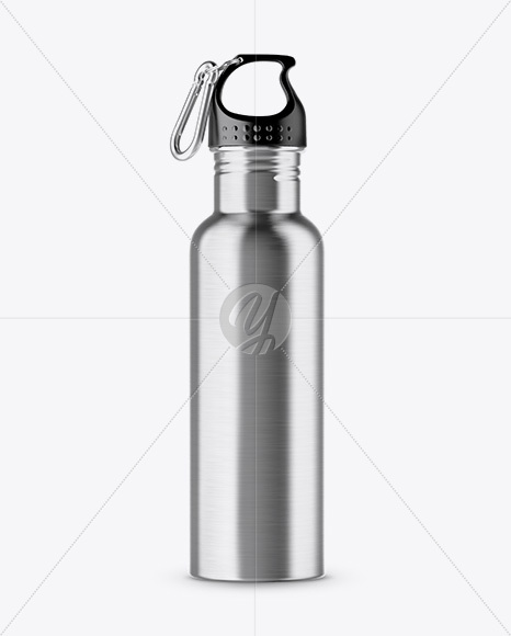 Steel Sport Bottle With Carabiner Mockup