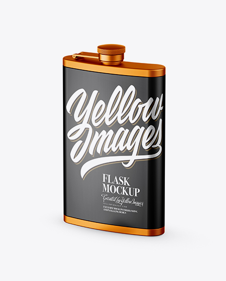 Matte Steel Flask Mockup - Half Side View