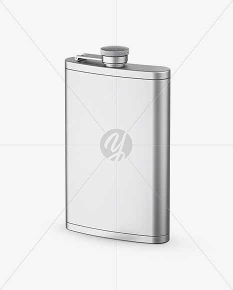 Matte Steel Flask Mockup - Half Side View