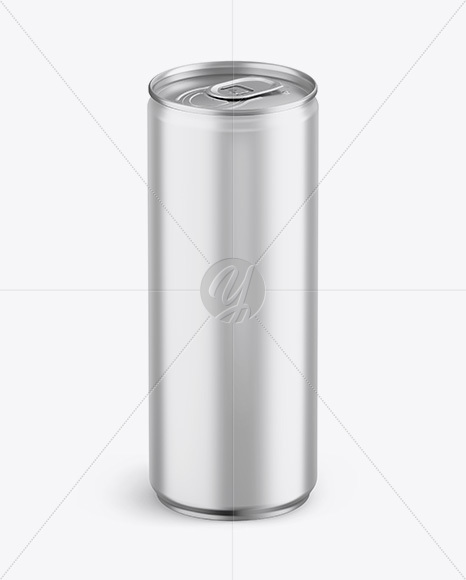 Aluminium Can With Metallic Finish Mockup - Front View (High-Angle Shot)