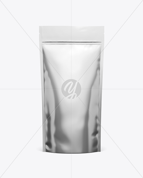 Metallic Stand Up Pouch W/ Zipper Mockup - Front View