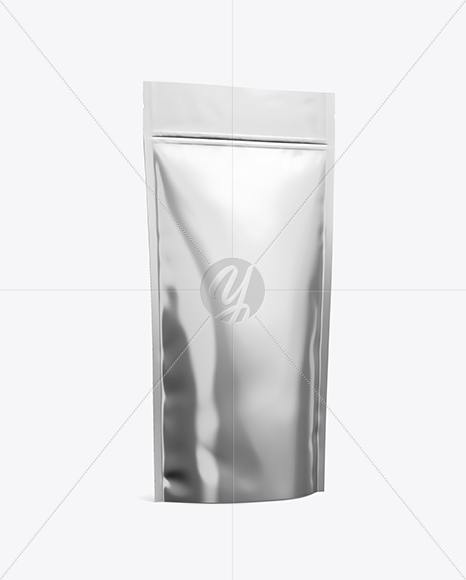 Metallic Stand Up Pouch W/ Zipper Mockup - Half Side View