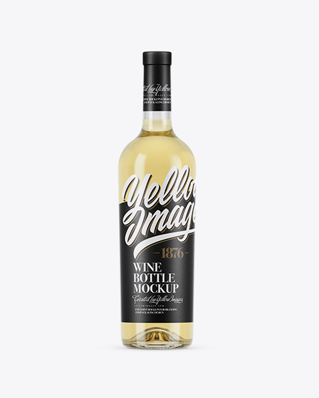 750ml Clear Glass White Wine Bottle Mockup