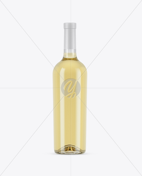 750ml Clear Glass White Wine Bottle Mockup