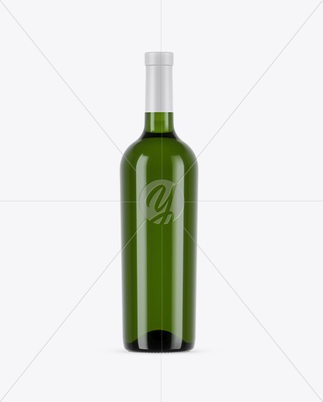 750ml Green Glass White Wine Bottle Mockup