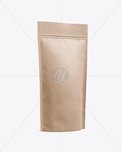 Kraft Stand Up Pouch W/ Zipper Mockup - Half Side View