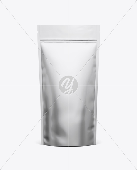 Matte Metallic Stand Up Pouch W/ Zipper Mockup - Front View