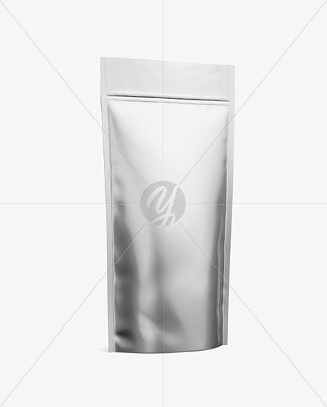 Matte Metallic Stand Up Pouch W/ Zipper Mockup - Half Side View