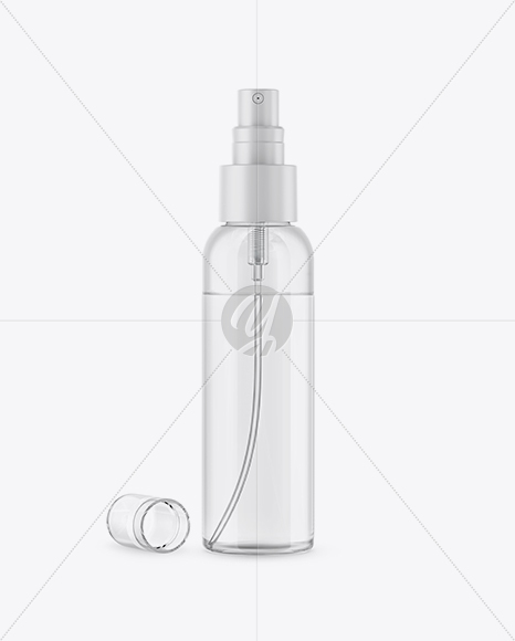 Opened Clear Glass Spray Bottle Mockup