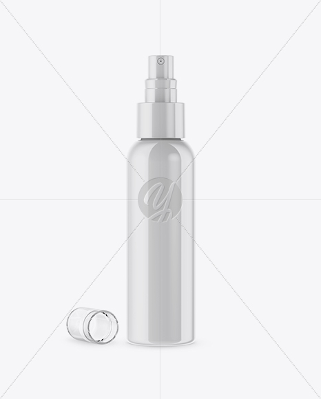 Opened Glossy Spray Bottle Mockup