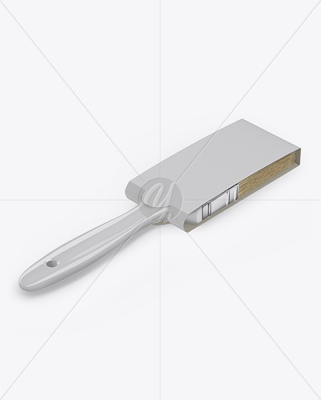 Brush With Glossy Grip &amp; Paper Label Mockup - Half Side View (High-Angle Shot)