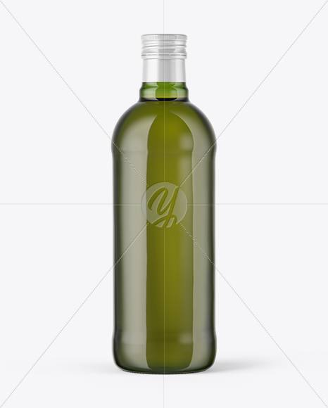 750ml Green Glass Olive Oil Bottle Mockup