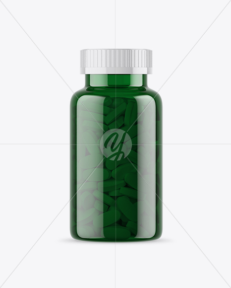 Green Pills Bottle Mockup