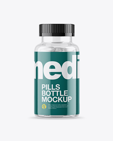 Clear Bottle With White Pills Mockup