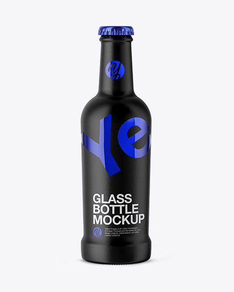 Blue Glass Bottle in Matte Shrink Sleeve Mockup