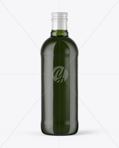 750ml Green Glass Olive Oil Bottle Mockup