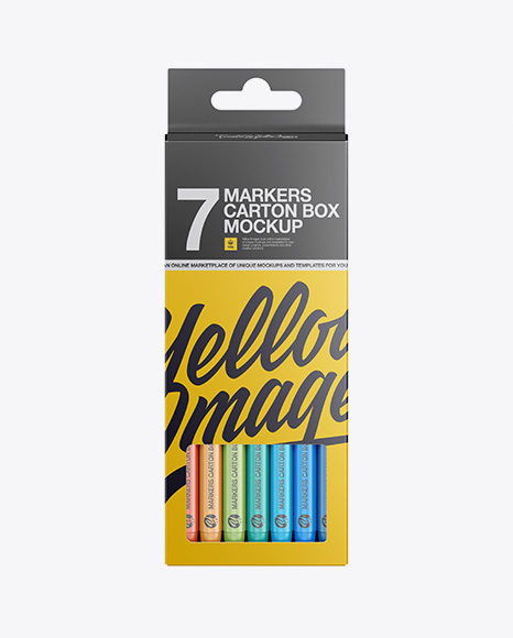 7x Markers Carton Box Mockup