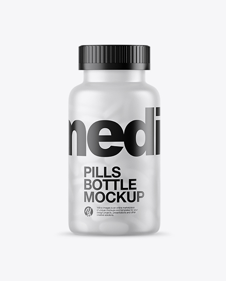 Frosted Bottle With White Pills Mockup - Plastic+White+Bottle+Mockup